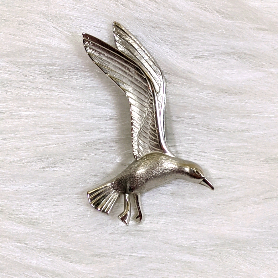 Vtg Giovonni Silver Metal Seagull Brooch Pin